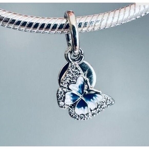 NEW Authentic Pandora silver butterfly & quote double charm / Pandora Bracelet - Picture 1 of 5